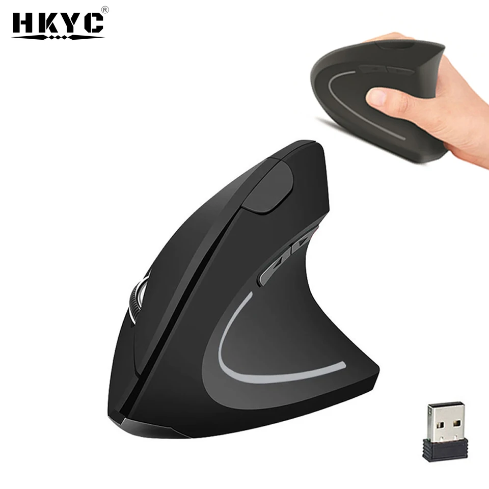 

HKYC Wireless Mouse Vertical Gaming Mouse USB Computer Mice Ergonomic Desktop Upright Mouse 1600 DPI for PC Laptop Office Home