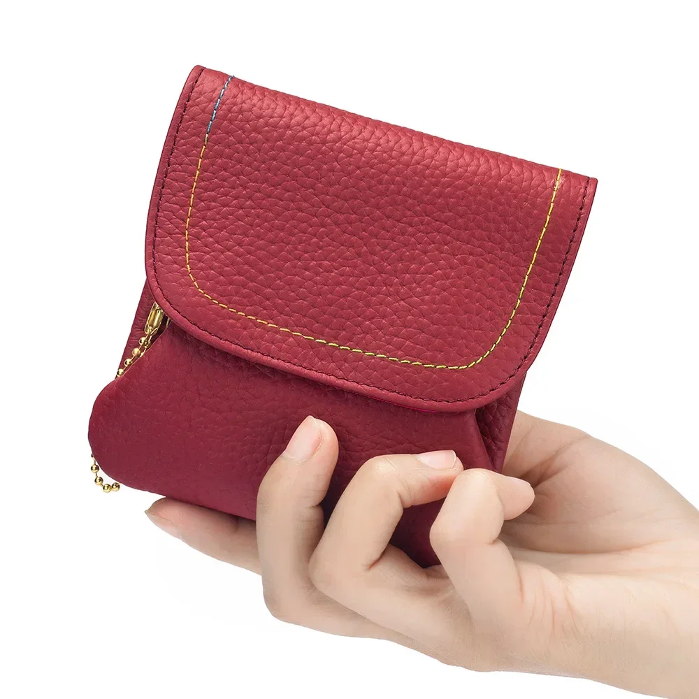 Women Small Coin Purse Bag Wallet Change Purses Money Bags Mini Wallets Real Leather Vintage Key Card Coin Earphone Holder Pouch