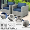 Outdoor Sofa Wicker Patio Chairs Set of 2, Porch Single Chair Rattan Deep Seating Armchair Balcony Furniture with Blue Cushion 6