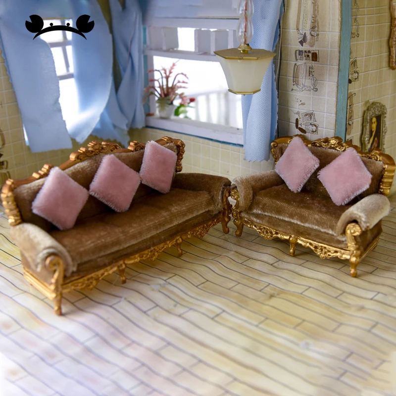 1:25 Mini Sofa Pillow Couch Lounge Chair Miniature Furniture for