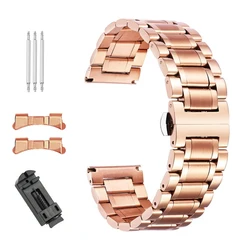 Elegant Stainless Steel Watch Band Strap - Premium Metal Wristband - 22mm (Rose Gold)