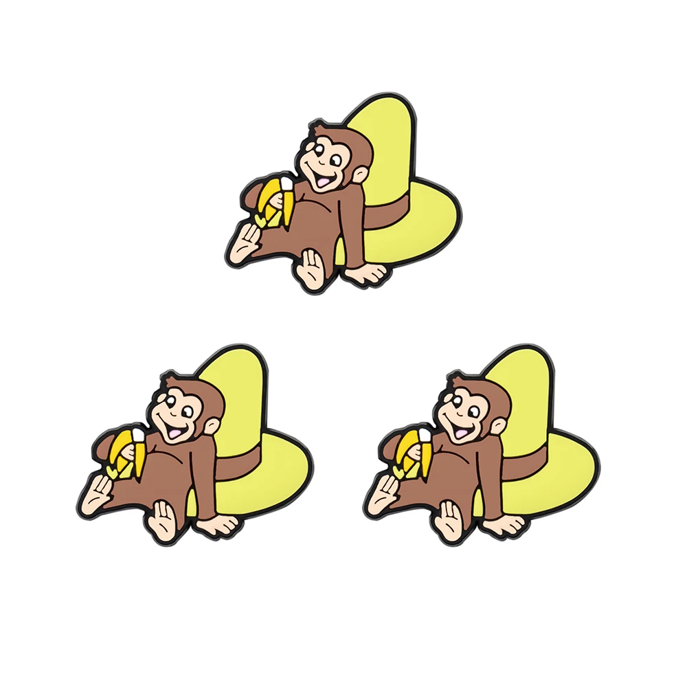3-12 Stück Hot Toys Cartoon Curious George Affen-Serie PVC-Schuhzubehör DIY Abnehmbare Wasserdichte Kreative Schuhdekorationen – Detail 14