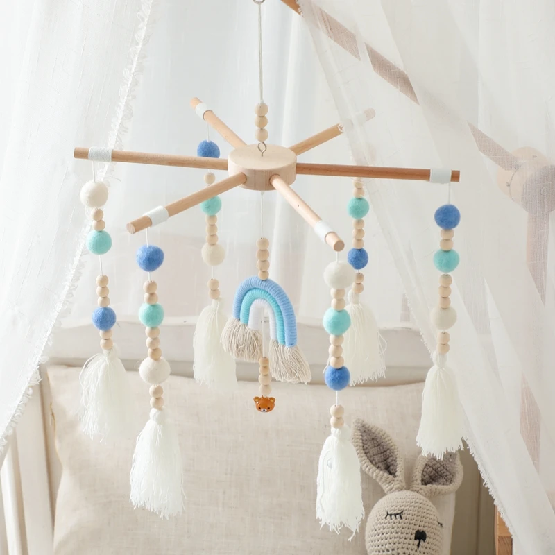Baby Mobile Rattles Toys 012 Months Rainbow Tassel Crib Bed Bell Toddler Rattles Carousel Baby