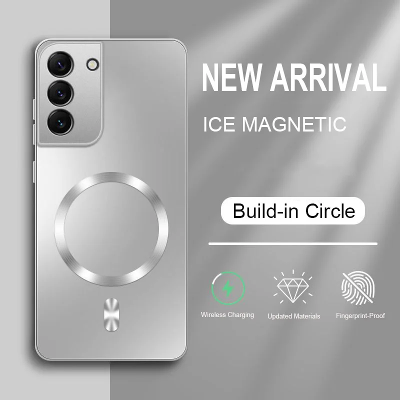 AG Magnetische Matte Silikonhülle für Samsung S26 S25 Edge S24 S23 S22 S21 FE Ultra Plus Kabelloses Laden Stoßfeste Hartschale