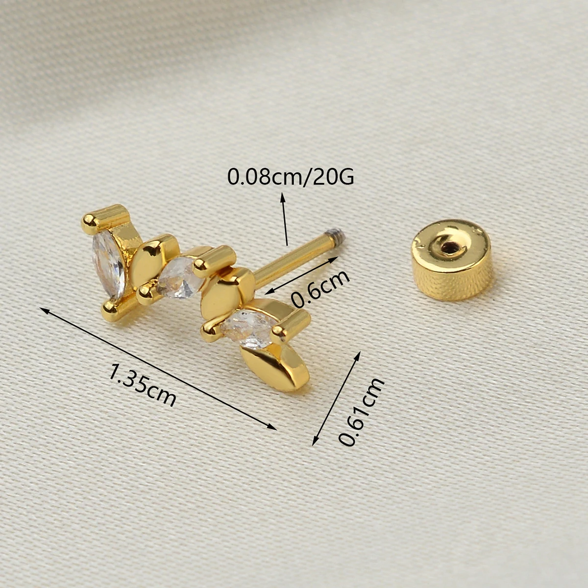 1 STÜCK Edelstahl Stern Helix Conch Piercing für Frauen Mädchen Zierlicher Zirkon Flache Rückseite Ohrring 20G Knorpel Kleine Ohrstecker Schmuck – Detail 3