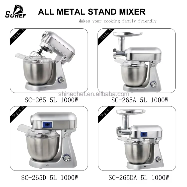 Powerful Metal Gear Food Mixers Automatic 1000W Stainless Steel Mixing Bowl Stand Electric Food Mixer for Bakery
