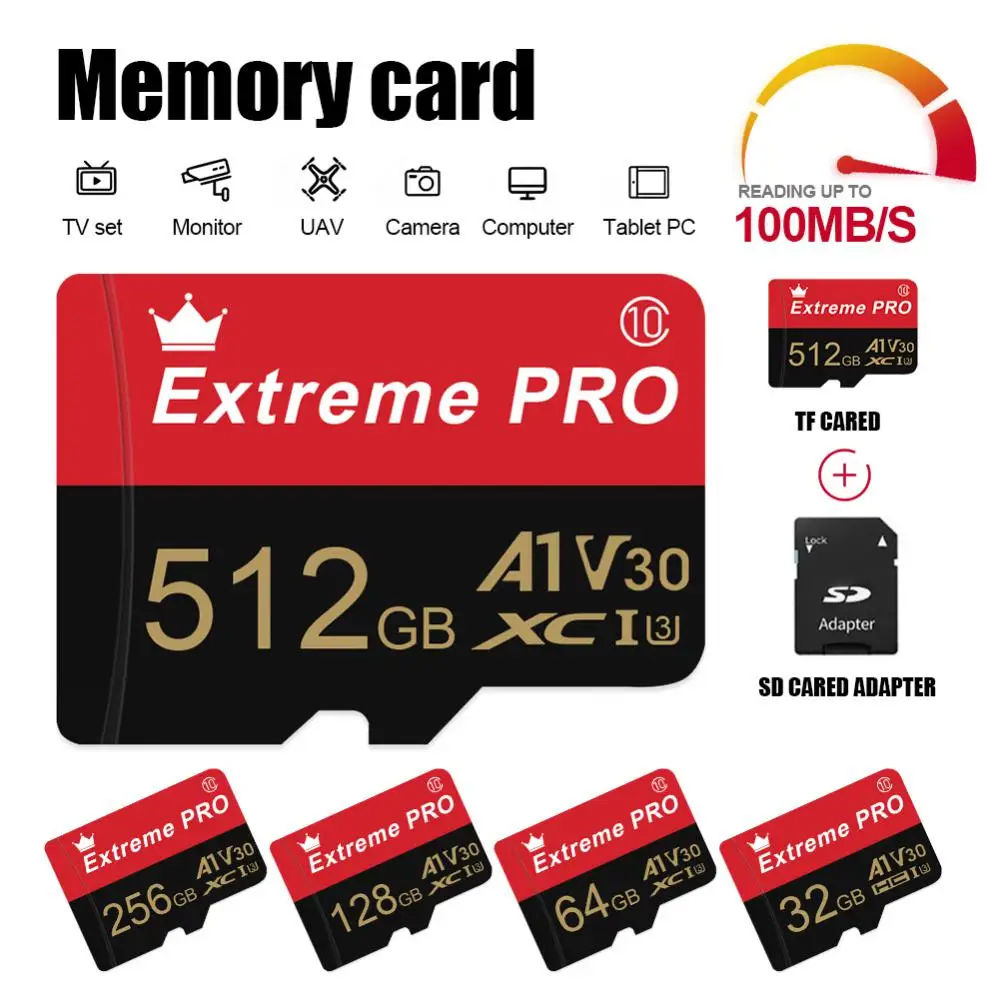 512GBSDCardClass10MicroMemoryCardHighSpeedTFCardWithAdapter