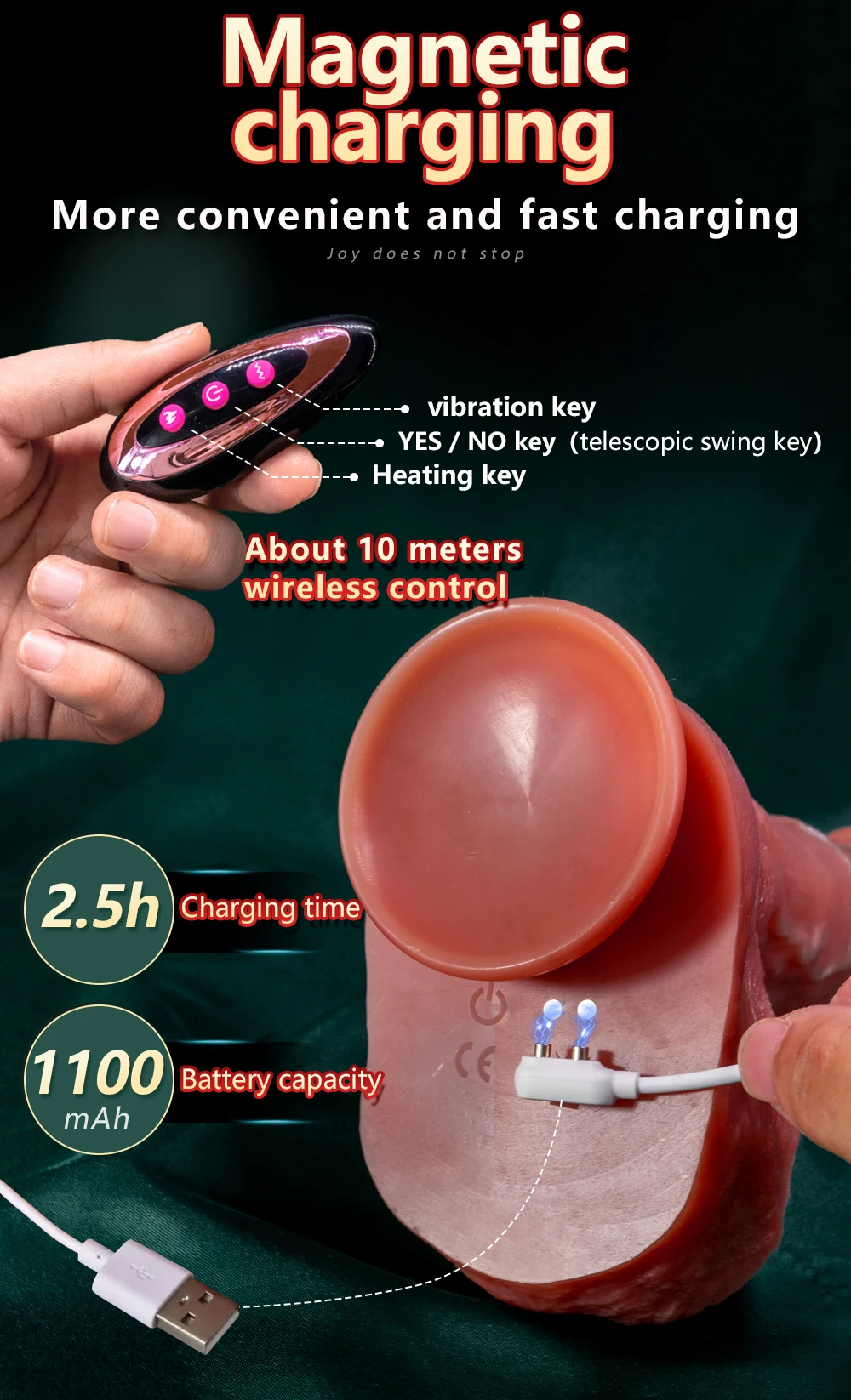 Vibrator Dildo for Woman Men Wireless Telescopic Heating Realistic Big Dick Masturbator Penis G Spot Sex Toys