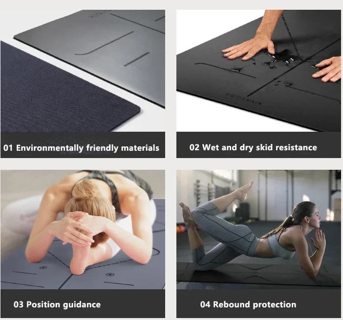 Yoga Mat Natural Rubber Yoga Mat Professional Lotus Pattern PU Environmental Material Sports Pilates Reformer 183cm*68cm*5mm
