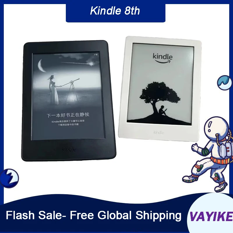 6" E Ink Display 167 PPI, Built-in Light, 4GB Wi-Fi eBook Reader, Long Battery Life, Lightweight for Students and Travel