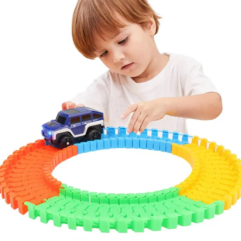 Electric Car Track Toy Assemble Race Car Track Playset STEM Building Toys For Boys And Girls Take Apart Toys For Birthday