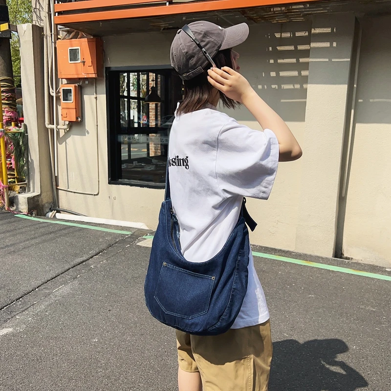 Big Denim Women's Bag New Jeans Shoulder Cross Bag Messenger Bag Y2K Cowboy Eco Bag Korean Shopping Satchels Soft Canvas Handbag