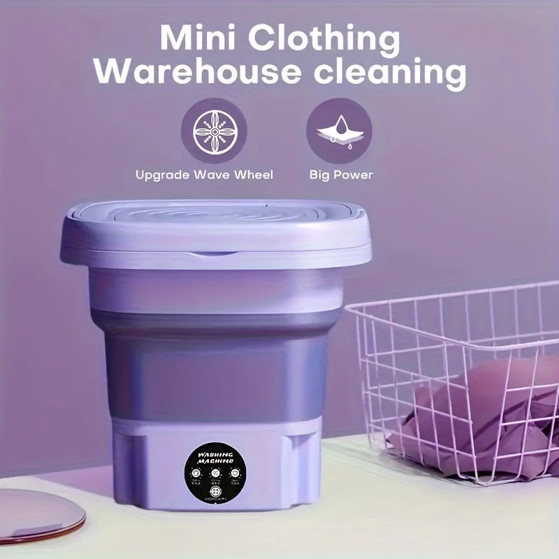 8L Portable Small Foldable Washing Machine with Spin Dryer For Socks Underwear Panties Washer Household Mini Washing Machine 5