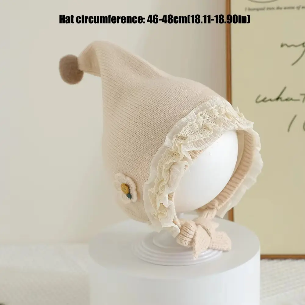 Knitted Baby Hat with Lace Brim for Cold Weather