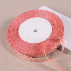 Metallic Glitter Gold and Silver Ribbon - 1/4 x 25 Yards for DIY Crafts, Sewing, Party Decorations, and Gift Wrapping (10mm 109 Peach Pink)