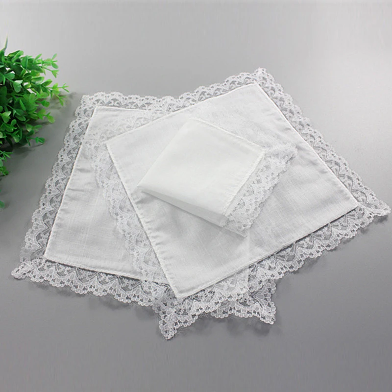 

3 Pcs White Soft Handkerchief Lace Pocket Square Men For Wedding Party Fashion Handker Chiefs Bandana Comfort Cloth Towels New