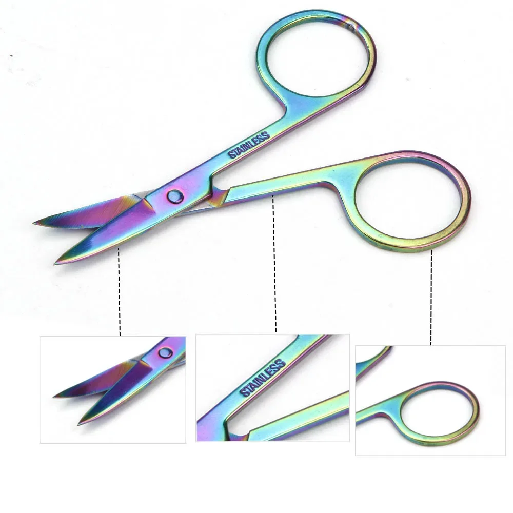 Manicure Nail Cuticle Curved Head Remover Chameleon Eyebrow Scissor Dead Skin Scissor For Professional Stainless Steel Nail Tool