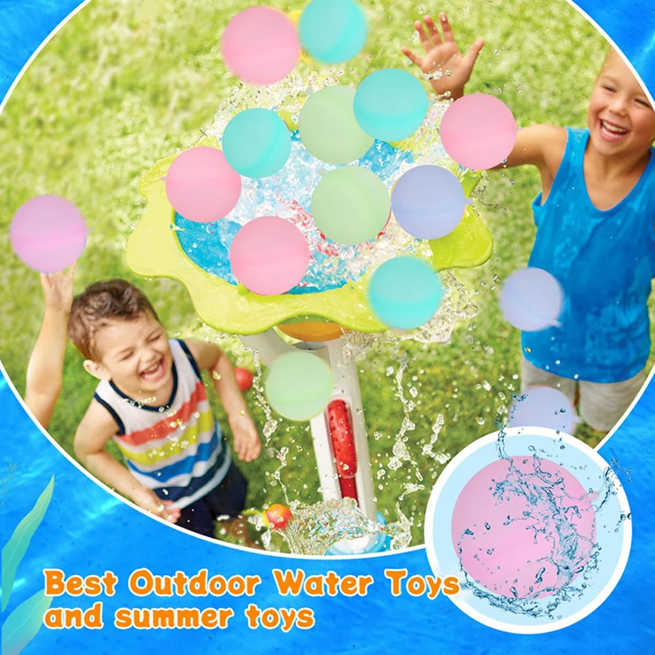 12-60Pcs Reusable Water Balloons for Kids Adults Outdoor Activities, Kids Pool Beach Bath Toys Water Bomb for Summer Games