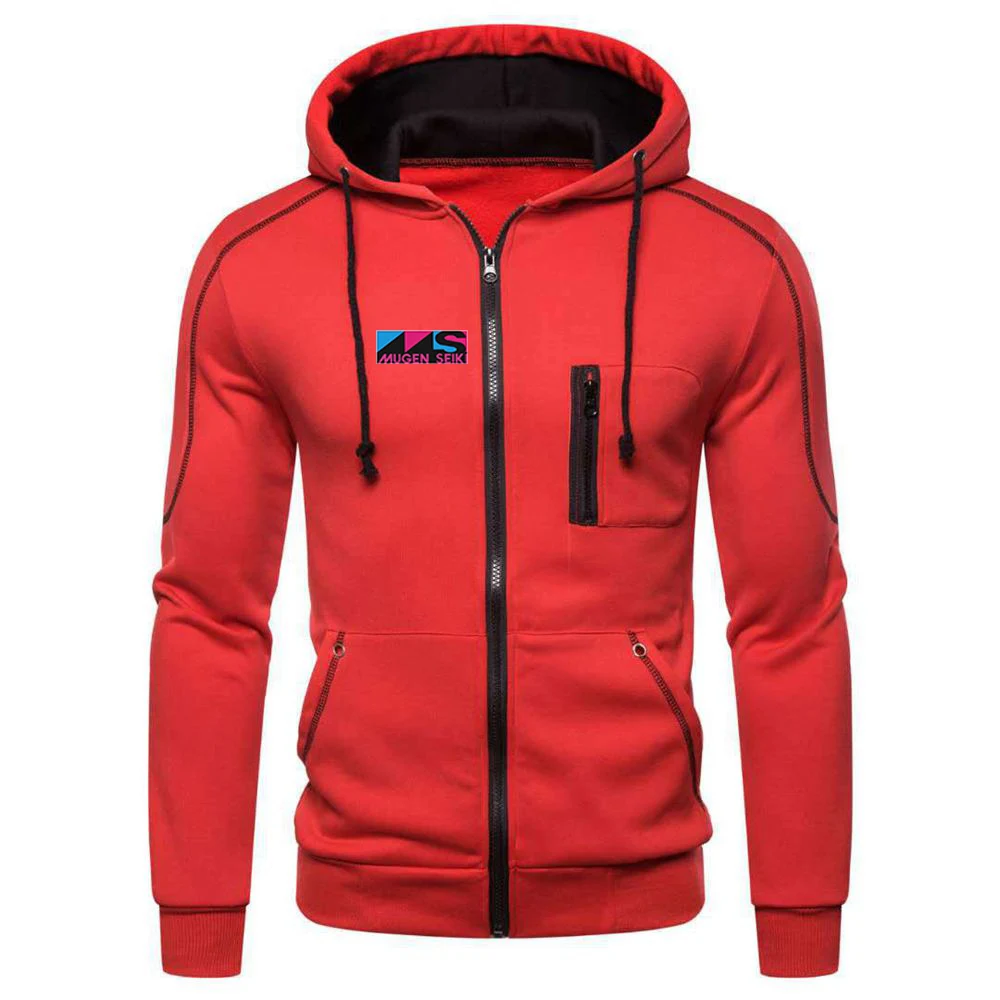 Mens Hooded Jacket Mugen Seiki Men Solid Color Hoodies Spring Autumn Casual Streetwear Hooded Sweatshirts Sports Outdoor Pullovers Loose Tops