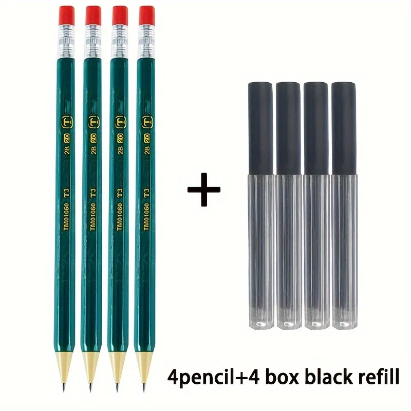Plastic Mechanical Automatic Pencil 2.0 Replaceable Black Refill Color Lead Sharpener Hexagonal Barrel For Writing 12 Color 2