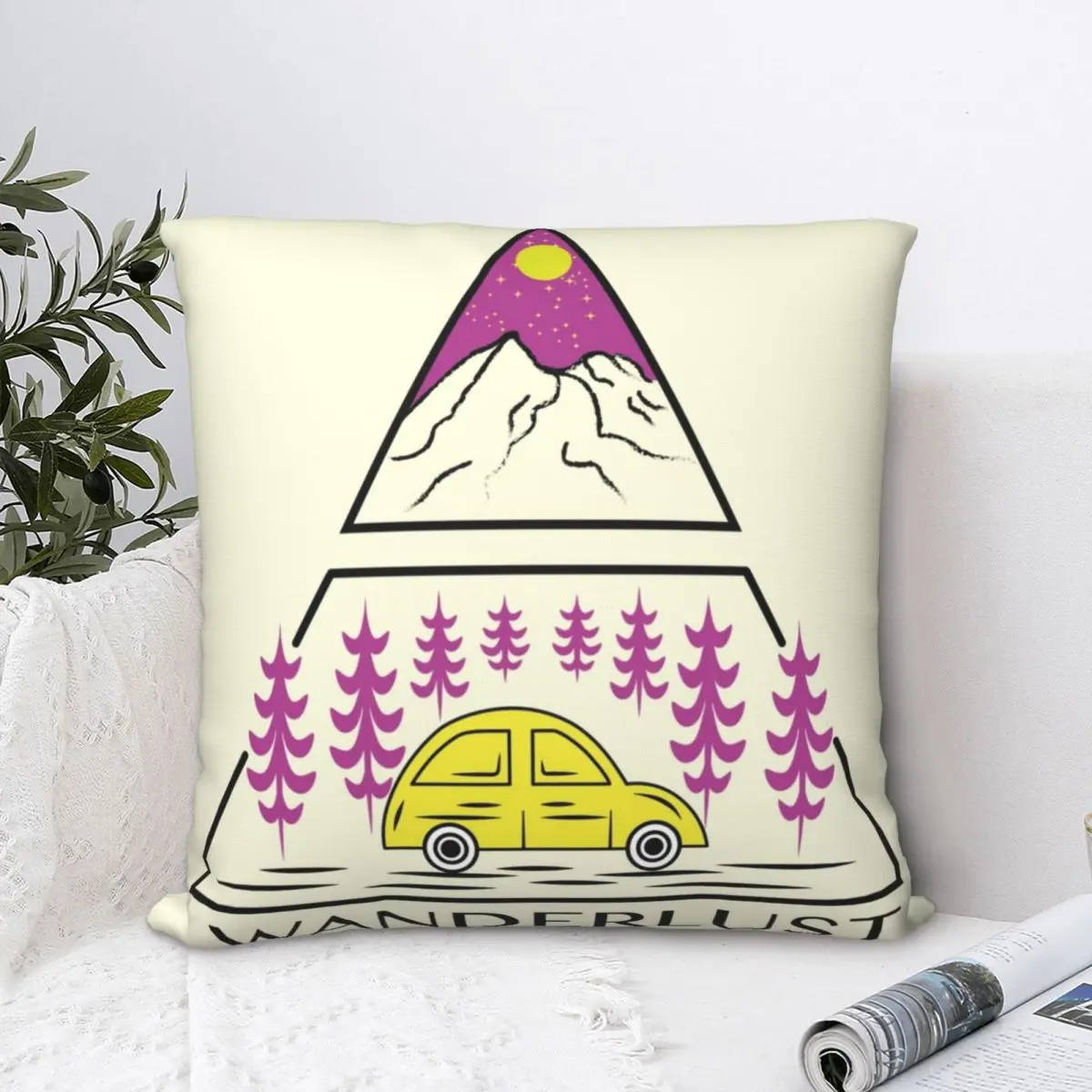 

Wanderlust Sweet Hodie Square Pillowcase Polyester Pillow Cover Velvet Cushion Decor Comfort Throw Pillow For Home Bedroom