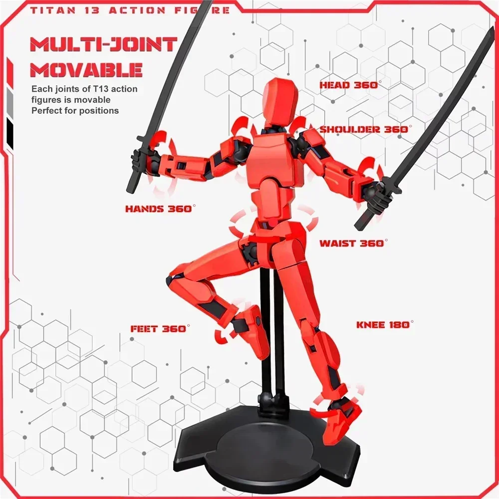 13 Joints Movable Action Figures Dummy Nova Robot Assembled T13 Action Figure with Holder Titan 13 Action Figure Lucky13 Toy - 3