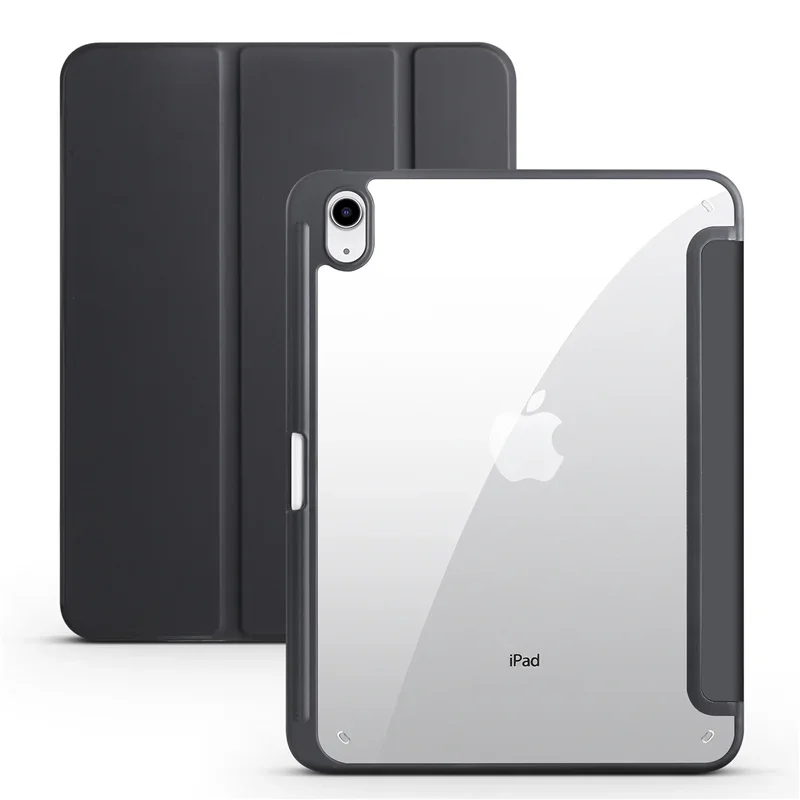 Premium Tri-Fold Smart Case with Pencil Holder and Clear Back