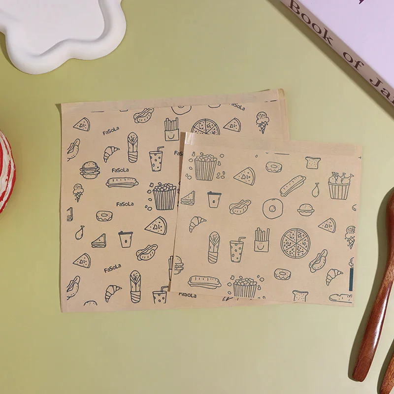 Sacchetto di carta oleata da 50 pezzi, sacchetto di carta kraft sacchetto per imballaggio alimentare imballaggio usa e getta piatto di carta da forno tappetino accessori da cucina - immagine 4