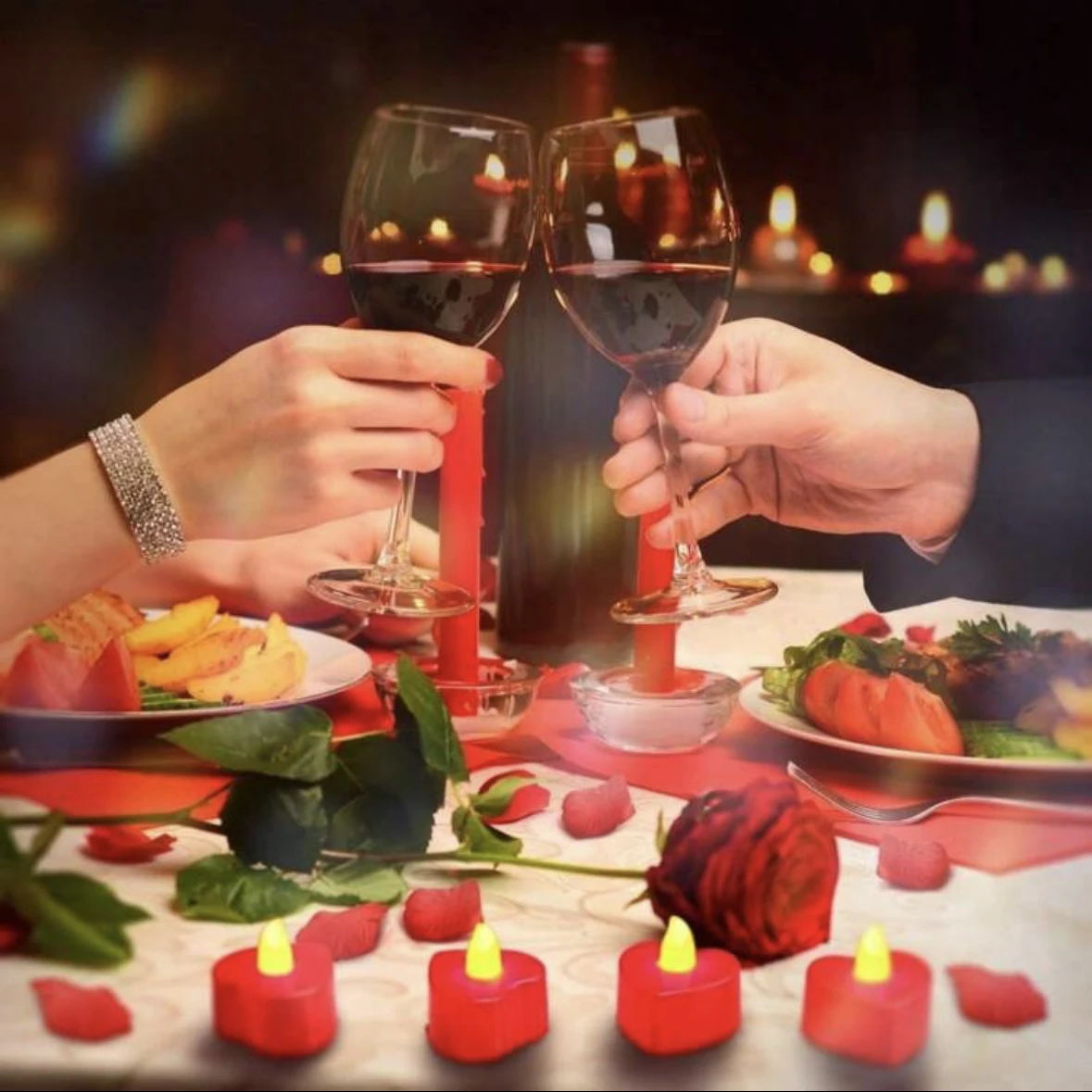 24 Stück herzförmige LED-Leuchten, Herzkerzen, romantische Teelicht-Flammenlose Kerze für Valentinstag, Party, Hochzeit, Nacht – Detail 8