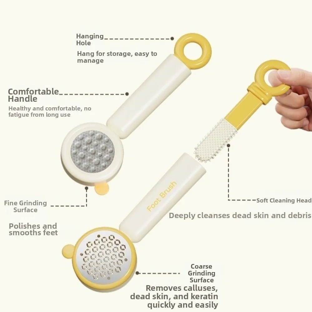 3 in 1 Foot Brush Scrubber Ergonomic With Handle Pedicure Scraper Foot File Handheld Exfoliating Dead Skin Callus Remover