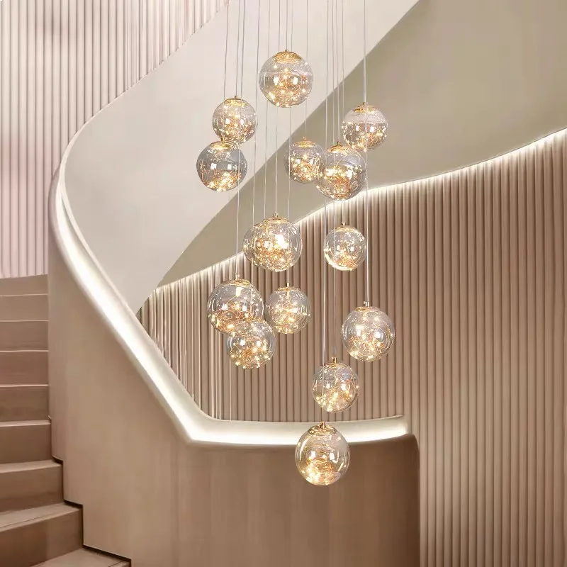 New Modern Spiral Chandelier Indoor Light Living Room Villa Loft Dining Room Kitchen Chandelier Crystal Ball Stair Ceiling Light led chandelier ceiling chandelier