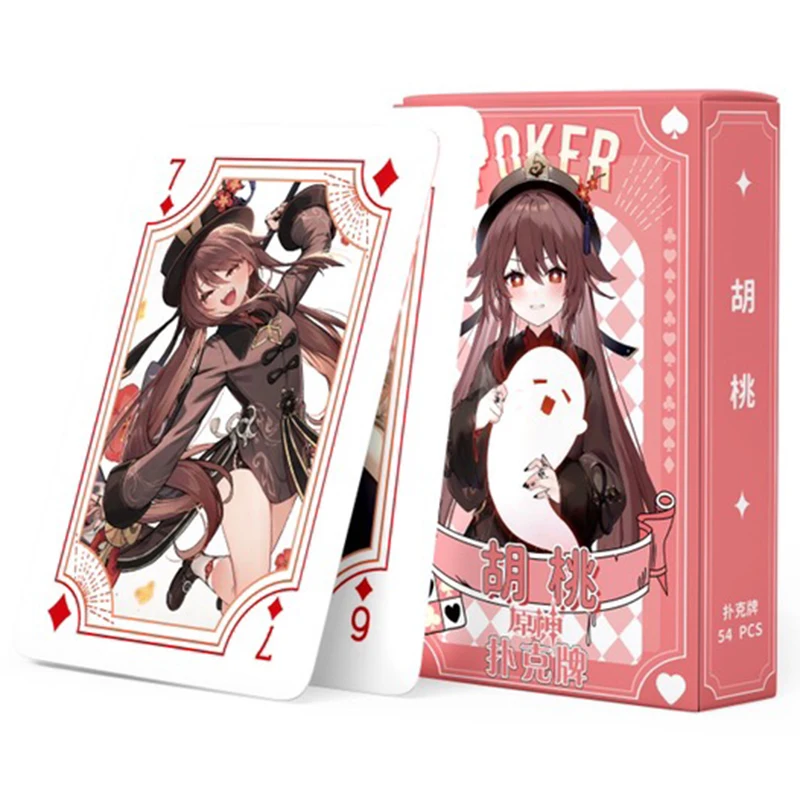 

Genshin Impact Hu Tao poker playing cards board games child kids toys Children toy deck card game set Anime