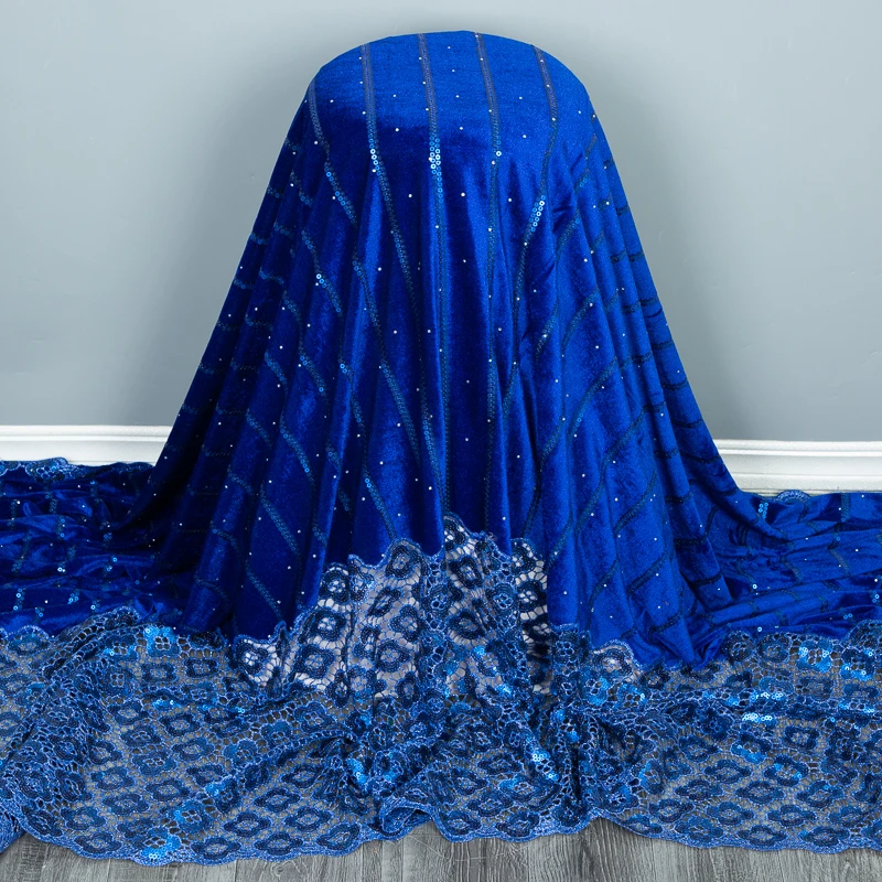 

Kalume African Velvet Lace Fabric with Sequins 2023 Nigerian Lace Fabric Water-soluble Edge For Sewing Wedding Dresses F3393