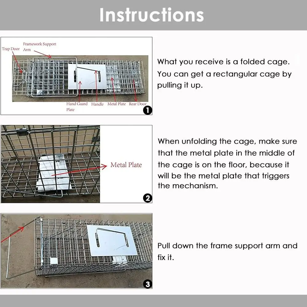Cat Trap Stray Cats 24"x8"x7" Animal Trap Live Traps Cats Squirrel Groundhog Opossum Rabbit Skunk Chicken Small Anim