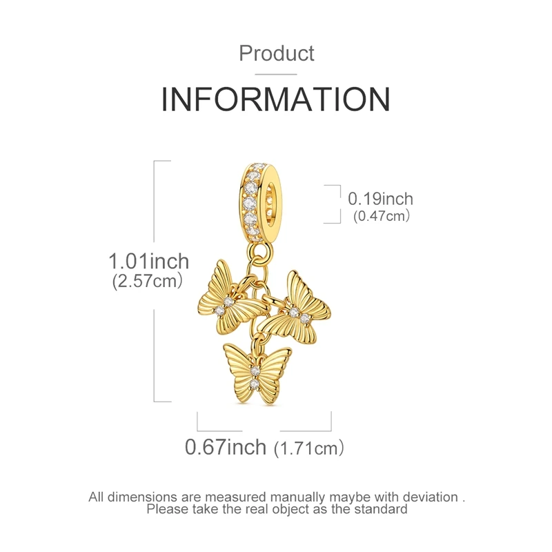 925er Sterlingsilber Gold-Serie Charms Flugzeug Pferd Welpe Elefant Perlen Anhänger passend für Originalarmband DIY Schmuck Geschenk für Frauen – Detail 29