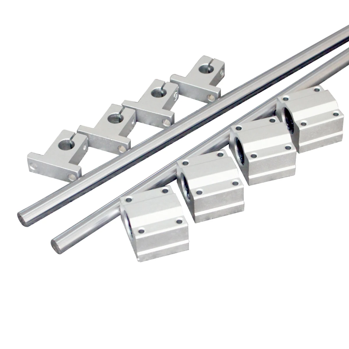 2Pcs Linear Shaft 4Pcs SCS8/10/12/16UU Linear Bearing Blocks 4Pcs SK8/10/12/16 Bearing Support