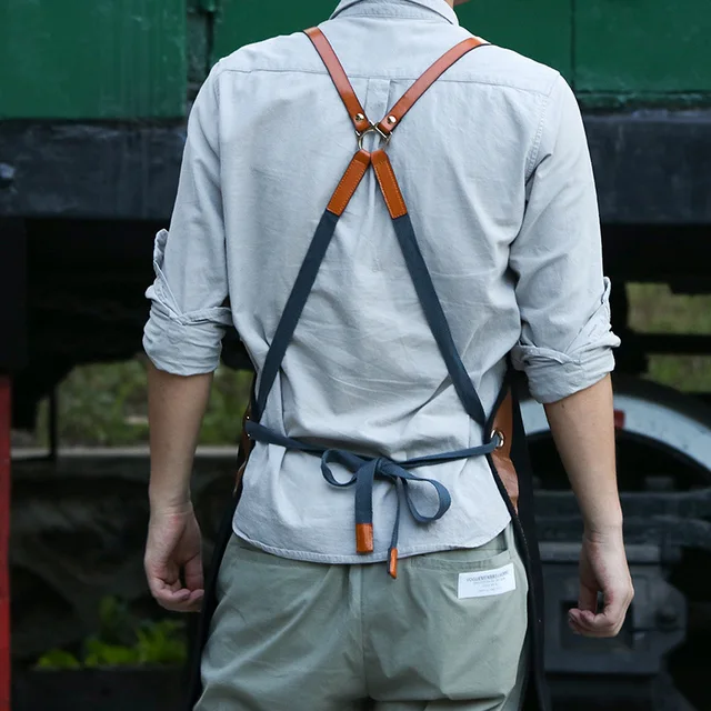 Custom logo hairdressing nail salon coffee shop work clothes florist men and women restaurant printing word canvas apron 2