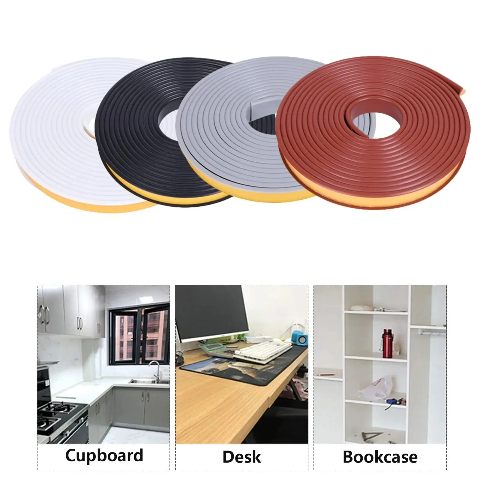 Furniture Edging Tape Decorative Edge Strip 5M U Edge Banding Veneer Edging Wood Furniture Soft TPE Edgeband White Black Beige Gray odd