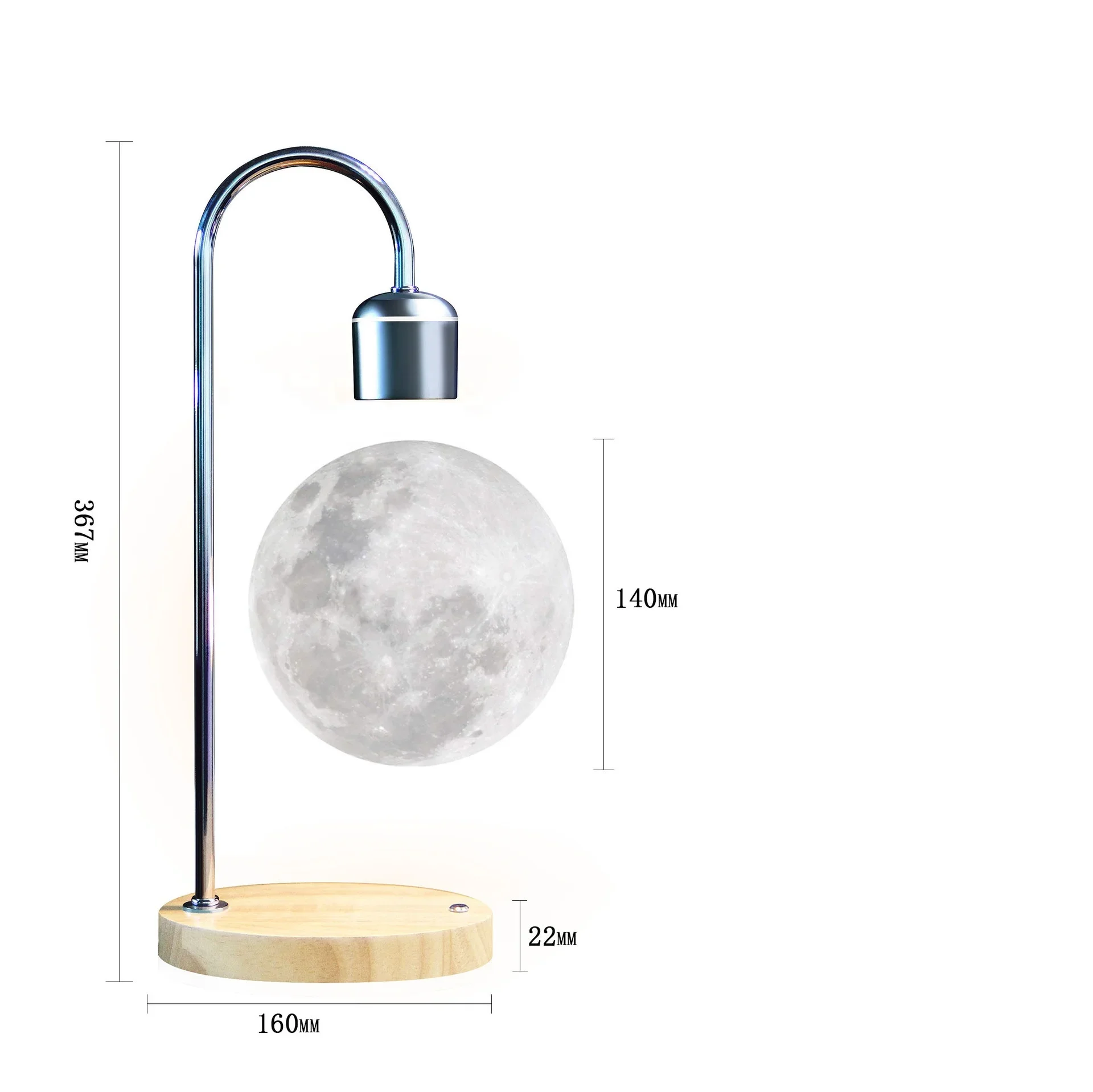 

New Design Magnetic Floating Moon Lamp Levitating 3D Moon Desk Lamps Wireless Charging Table Lamp for Creative Gift
