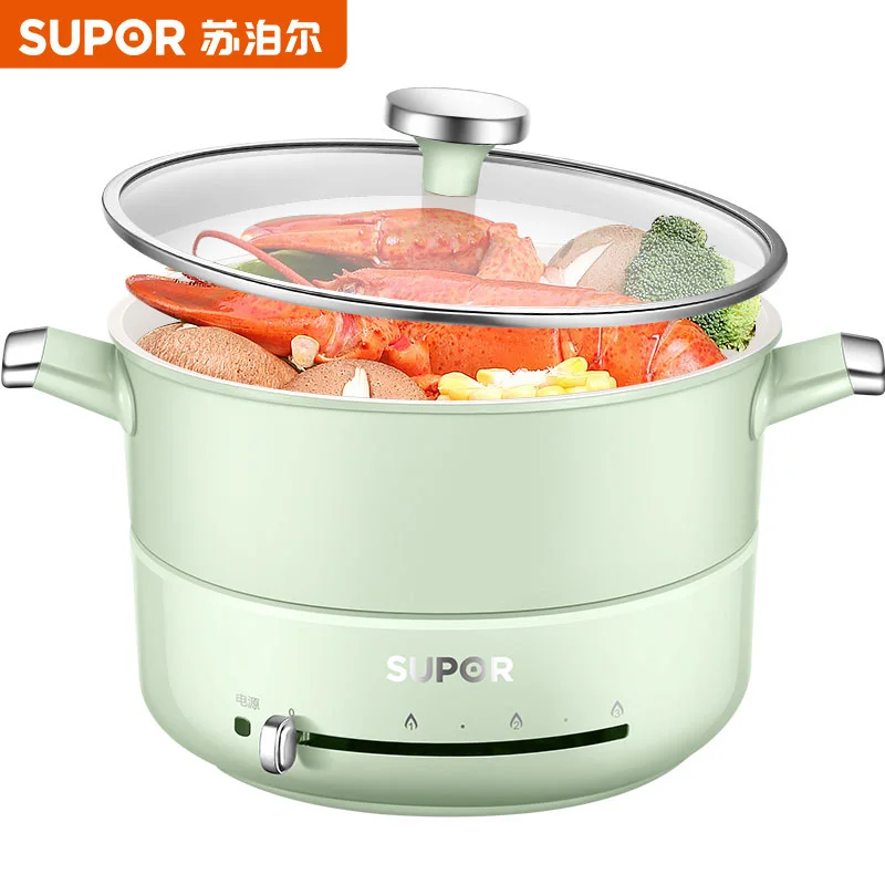 SUPOR Electric Cooker 2L Household Multi Functions Cooking Pot 220V Mini Hot Pot Electric Skillet For 1-3 Persons china supor electric pressure cooker 5l ball kettle liner intelligent precision cysb50ycw21qj 100 220v