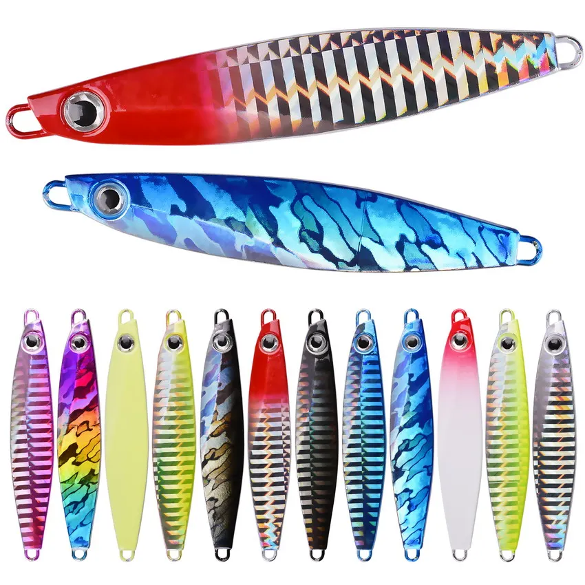 12PCSlotMetalJigFishingLureBigWeight60g80gHardBaitBass