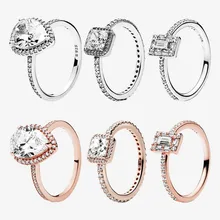 

Authentic 925 Sterling Silver Rose Gold Sparkle Tear Cz Ring For Women's Engagement Jewelry Anniversary