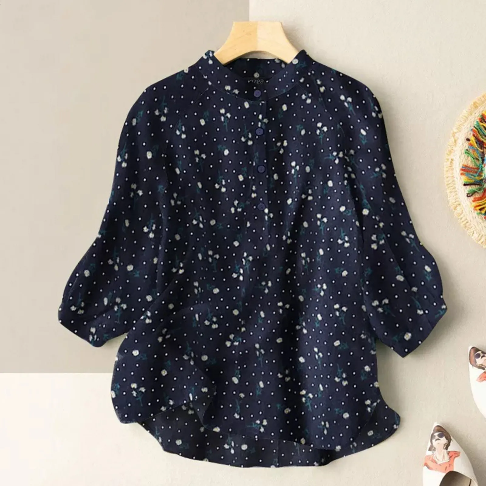 

Long Sleeve Cotton Linen Blouse Women New 2024 Spring Summer Simple Vintage Loose Female Casual Tops Shirt Half Button Oversize