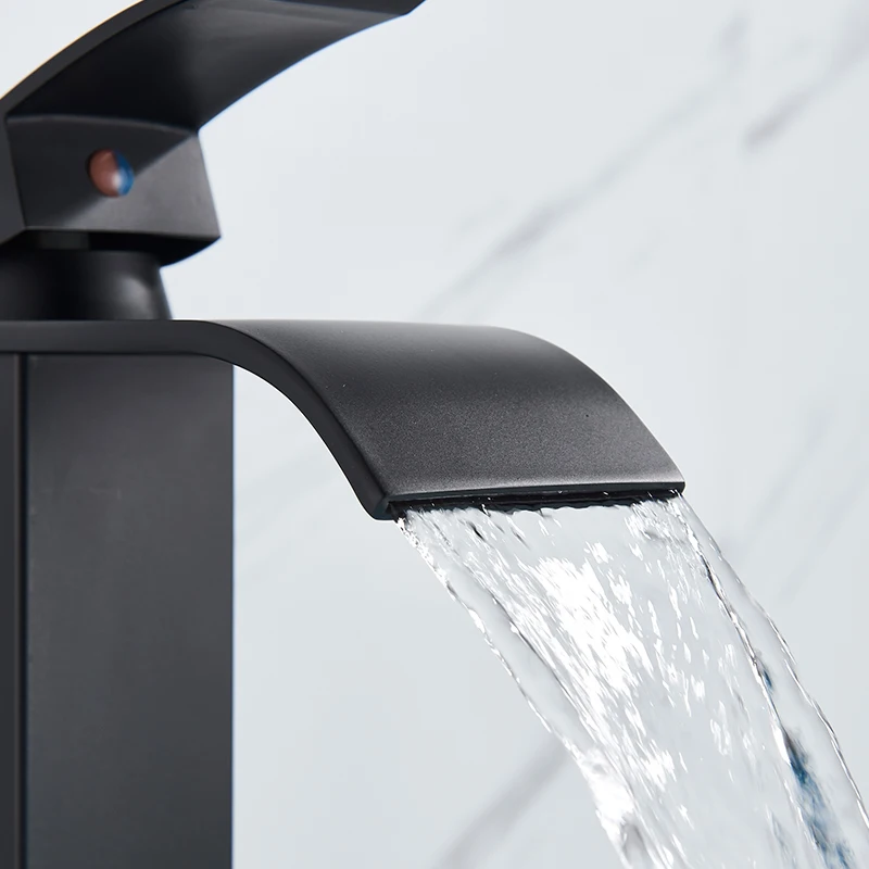 Single Handle Waterfall Bathroom Basin Faucet Waterfall Spout Hot&Cold Sink Mixer Tap Deck Mounted Brass Taps Crane