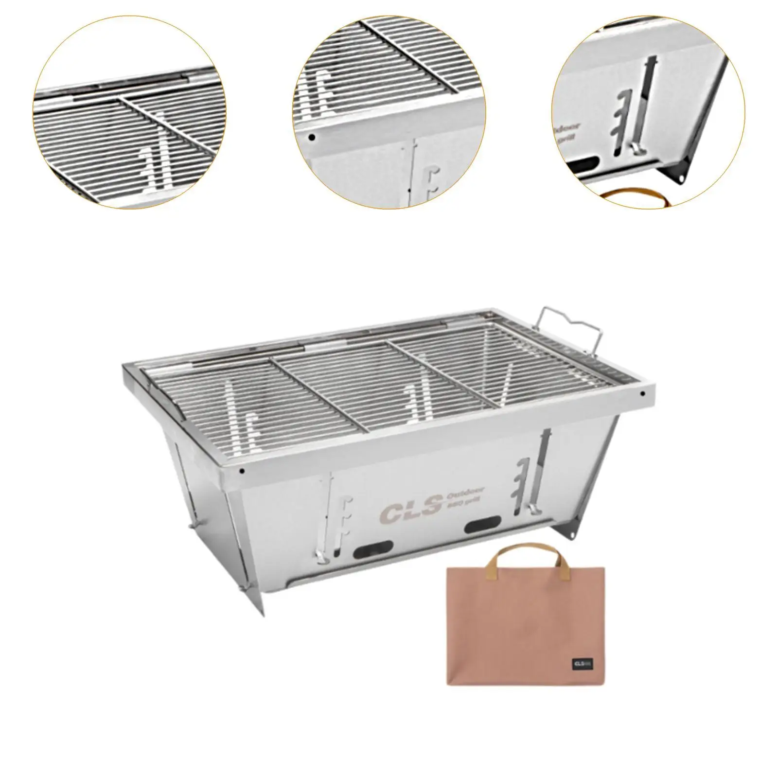 Barbecue Grill Adjustable Firepower Firepit Tabletop Stainless Steel Foldable Grill for Backpacking Yard Outside Garden Picnic Barbecue Grill Adjustable Firepower Firepit Tabletop Stainless Steel Foldable Grill for Backpacking Yard Outside Garden Picnic