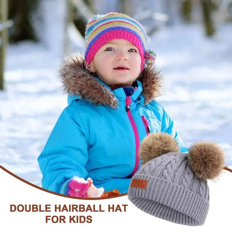 Toddler Girl Hat Pompom Knitted Toddler Beanie Hats Comfortable Warm Stretchy Kids Beanie Hats For Boys Girls Baby