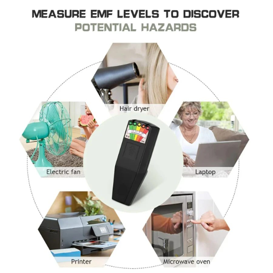 EMF Meter Tester 5-LED EMF Meter Magnetic Field Detector Ghost Hunting Paranormal Equipment Tester Portable Counter