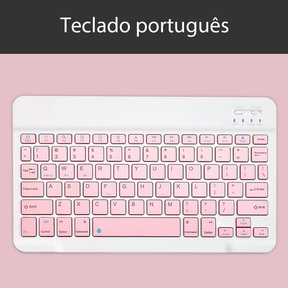 Dilwe1 Tastiera per tablet da 10 '', tastiera wireless Bluetooth portatile 2 in 1 e custodia in pelle PU, universale per tablet e telefono cellulare con schermo enorme