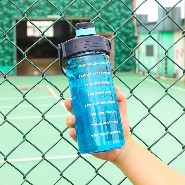 3 Liter Water Bottle with Straw 2L 1L Large Big Motivational  BPA Free School gym Sports Drinking Bottle 4
