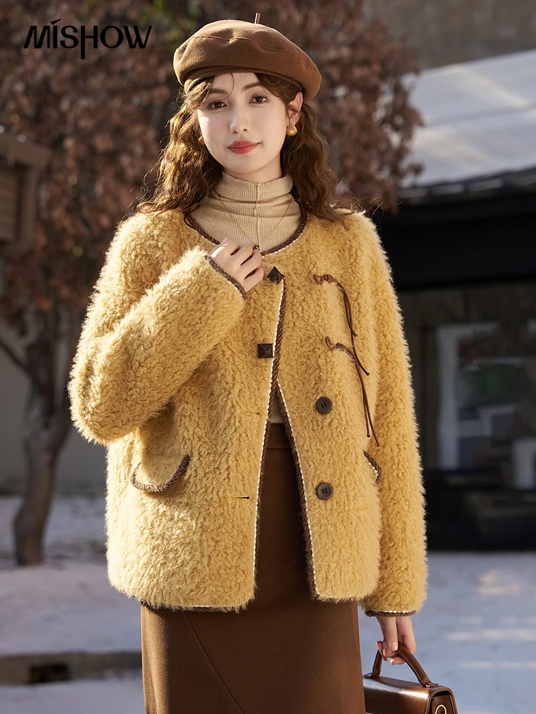 MISHOW Fluffy Faux Fur Coat Women High Quality Winter Fashion Lamb Wool Jacket Woman Office Lady Casual New Outwear MXC59W0254